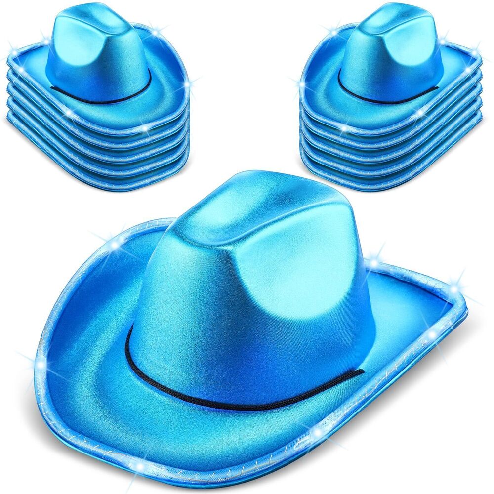 2021 10 Pcs Lights LED Cowboy Hat LED Flashing Hat for Western Cowboy Role